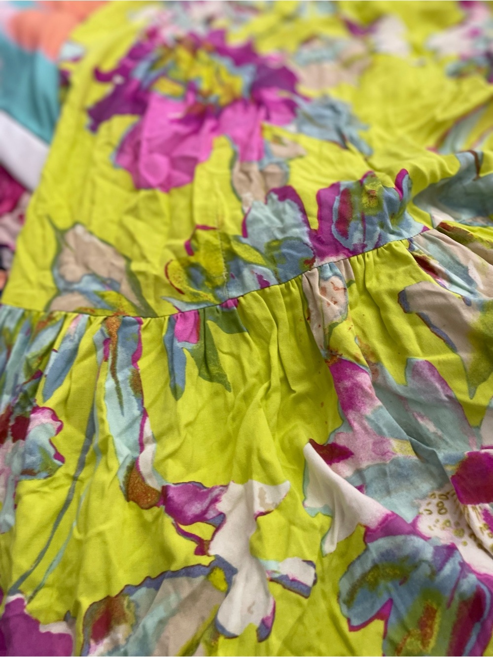 Vince Camuto Lime Floral Jumpsuit with Pink & Blue Accents